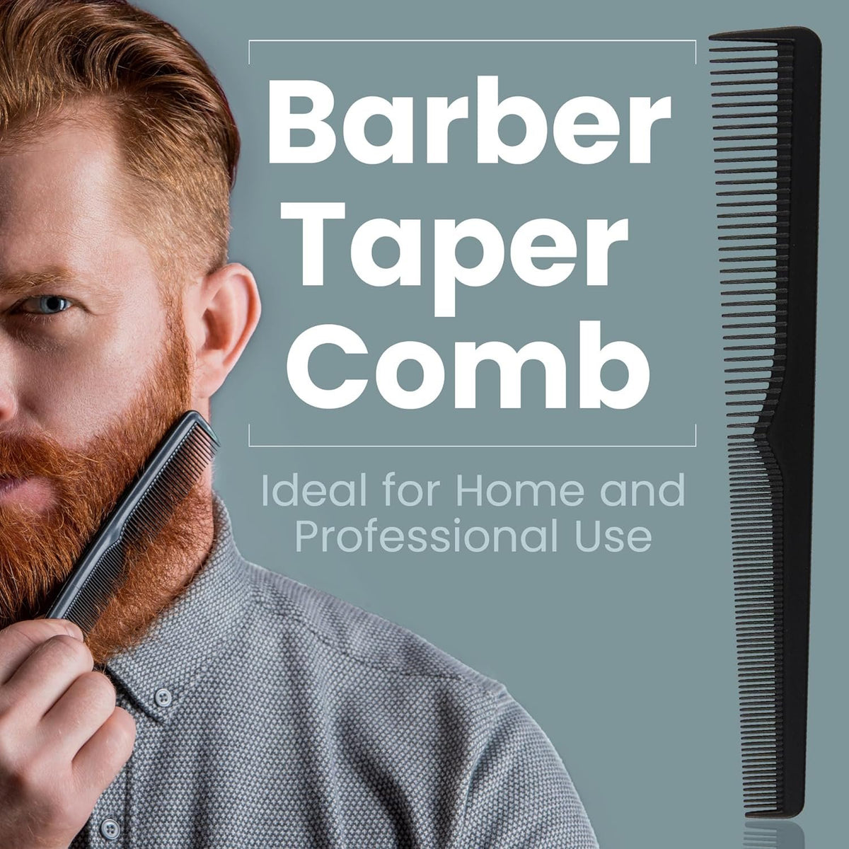 Premium Carbon Fiber Barber Combs - 4 Pack - Heat Resistant Barbers Comb, 7.3 Inch - Ideal for Home and Professional Use, Taper Comb Barber Fading Comb