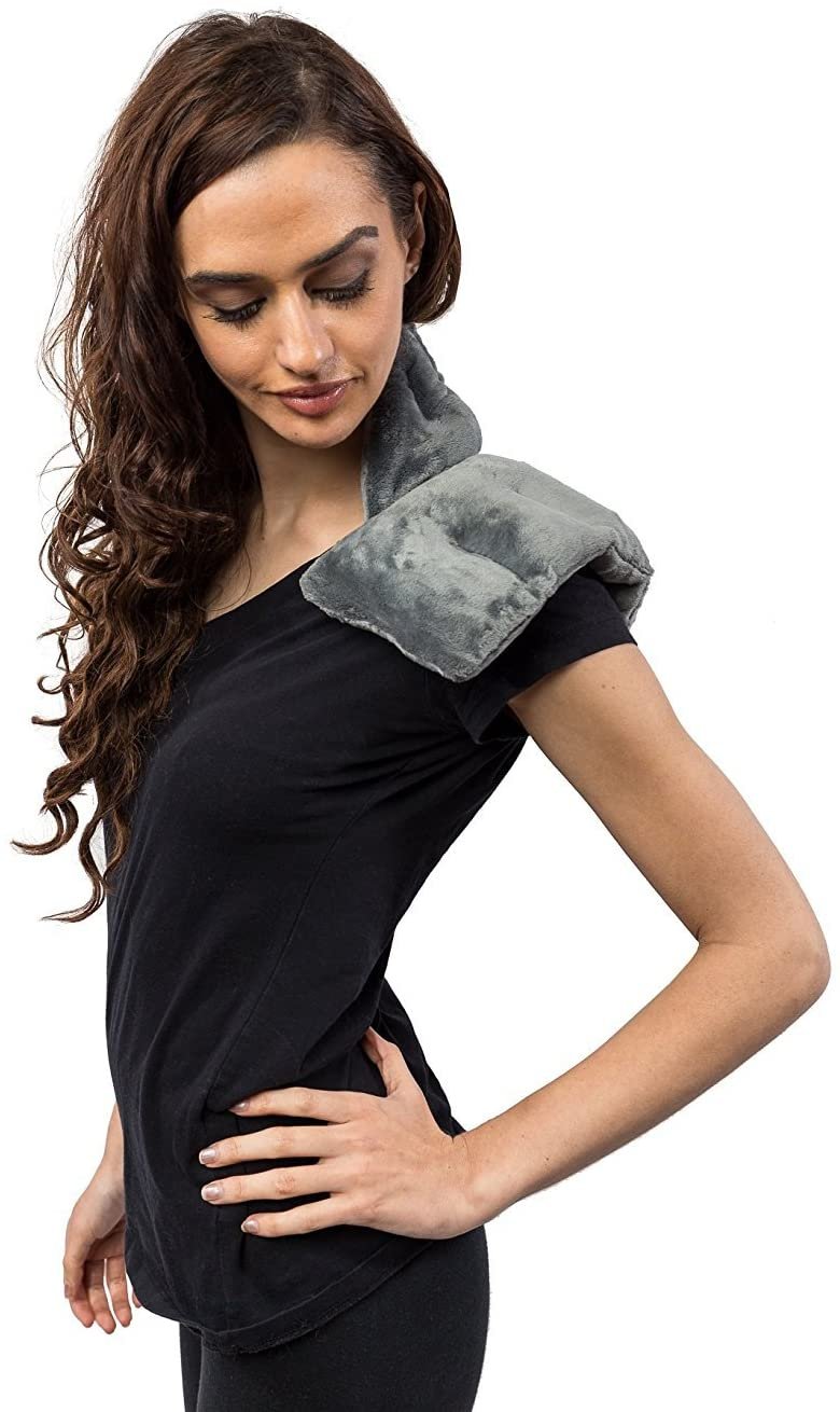 Heated Microwaveable Neck and Shoulder Wrap - Herbal Hot/Cold Deep Penetrating Herbal Aromatherapy (Charcoal) - Mars Med Supply