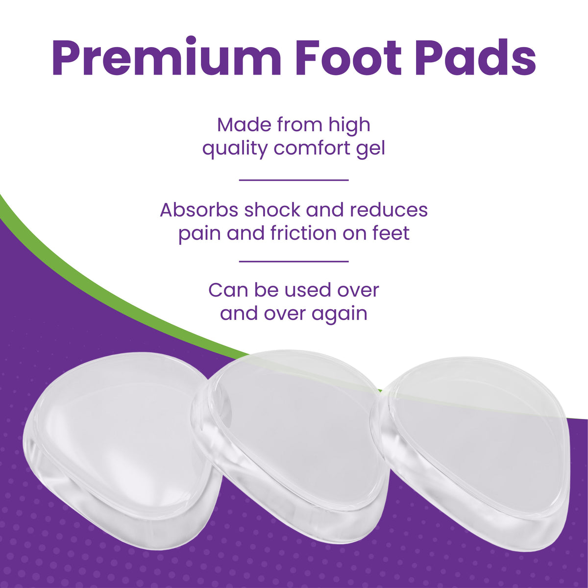 Premium Gel Ball of Foot Cushions - Reusable Clear Gel Metatarsal Pads - Foot Pain Relief - 1/4 Inch