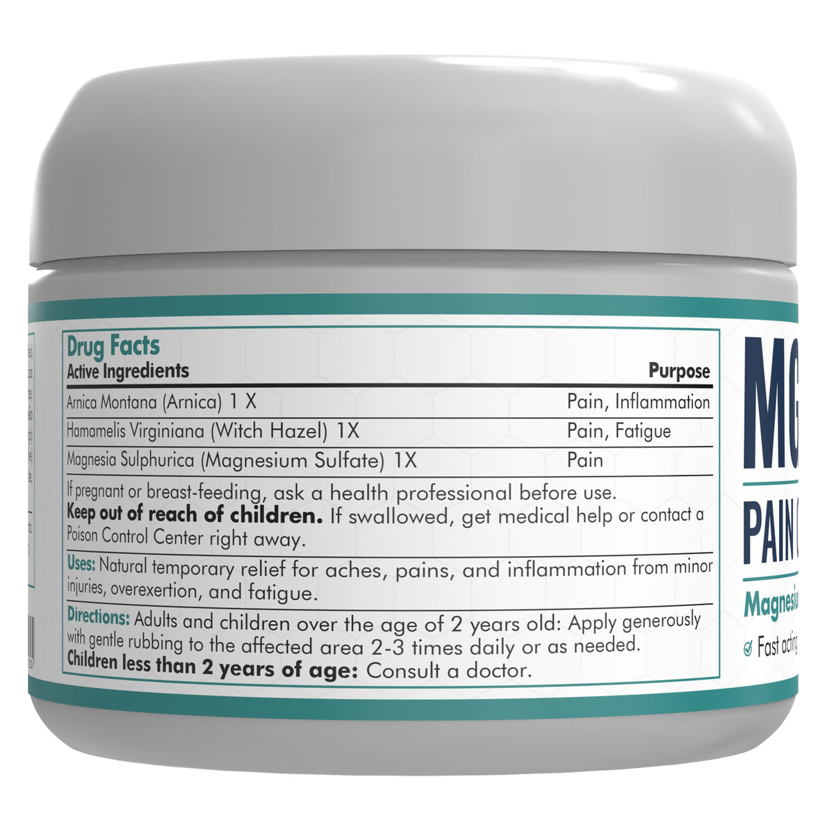 Mars Wellness MG+ Pain Cream - Extra Strength Magnesium and Arnica Cream - 4 OZ Tub - Sore Legs and Joints, Leg Cramps, Sports and Arthritis Pain Rub