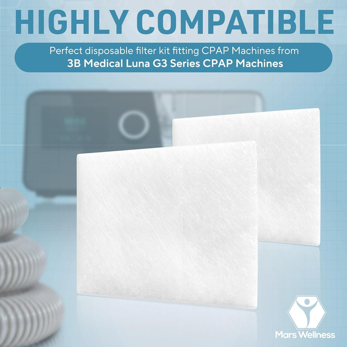 Mars Wellness CPAP Filter Kit - Compatible with 3B Medical Luna G3 Series CPAP Machines - Made in The USA