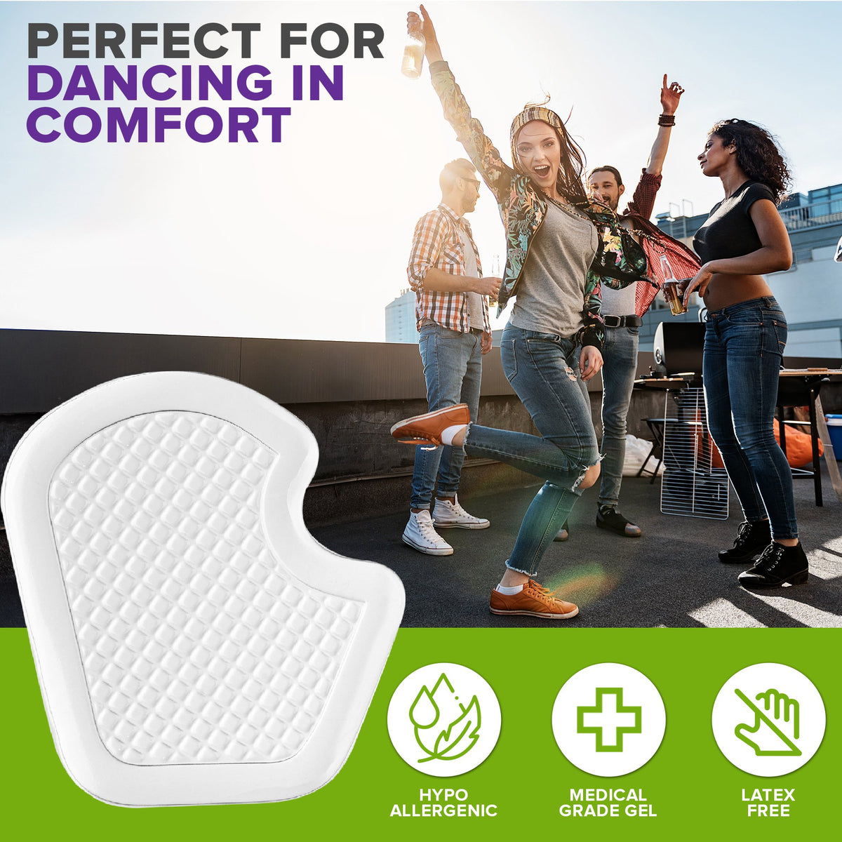 Mars Wellness Dancers Pads for Feet – Premium Gel Cushion Foot Pad Designed to Help Protect & Relieve Metatarsal, Sesamoid & Ball of Foot Pain – Strong Adhesive Backing – 2 Pairs