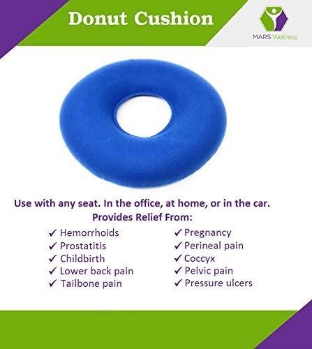 Premium Donut Cushion - Portable Inflatable Seat Pillow for Hemorrhoid, Tailbone, Coccyx Pain Relief - Air Pump Included - Mars Med Supply