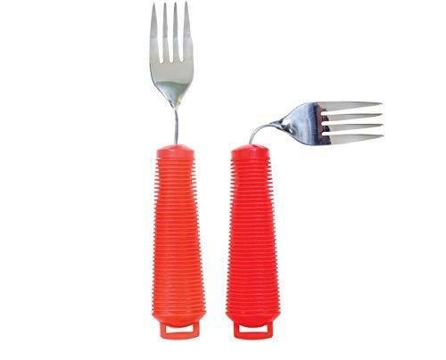 3 Piece Super Easy Grip Red Flatware Set - Bendable Built Up Large Fork, Knife, and Spoon - Mars Med Supply