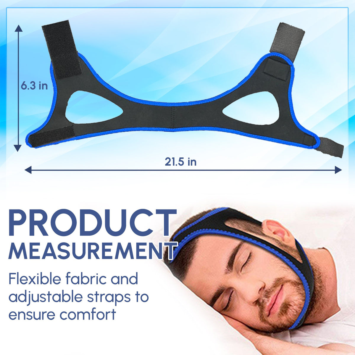 Adjustable Anti Snore Chin Strap - Effective Snoring Solution - Breathable CPAP Alternative - Unisex, Adjustable, Sleep Apnea Aid - Chin Strap for Snoring