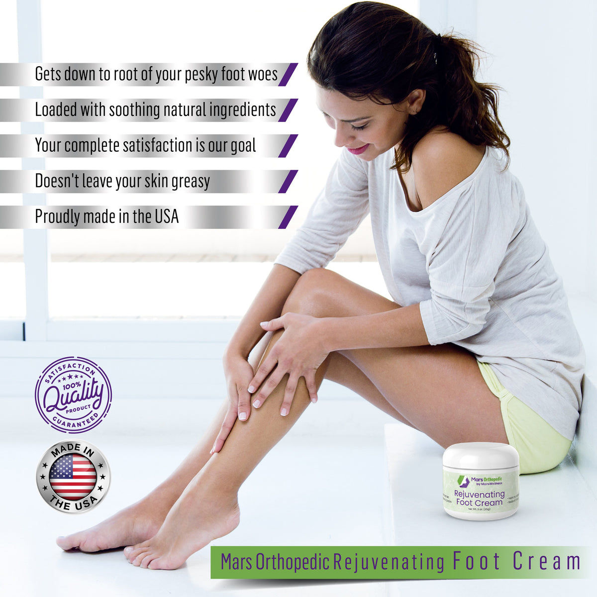 Mars Orthopedic Rejuvenating Foot Cream for Dry Cracked Feet, Diabetic & Soreness – Natural Fast Acting Moisturizing Feet Repair Cream for Pain, Itchiness & Neuropathy – Made in the USA – 3 Ounces