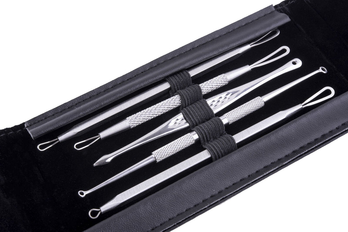 5 Pc Premium Professional Comedone Blackhead/Pimple Extractor and Blemish Remover Tool - Mirror Included - Mars Med Supply