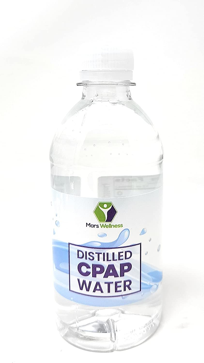 Mars Wellness Distilled Water for CPAP Machines - Distilled Water for Humidifier, Medical Sterilization, Facial Steamer, Cosmetic Purposes, and More - CPAP Water for Travel - 16.9oz Bottles