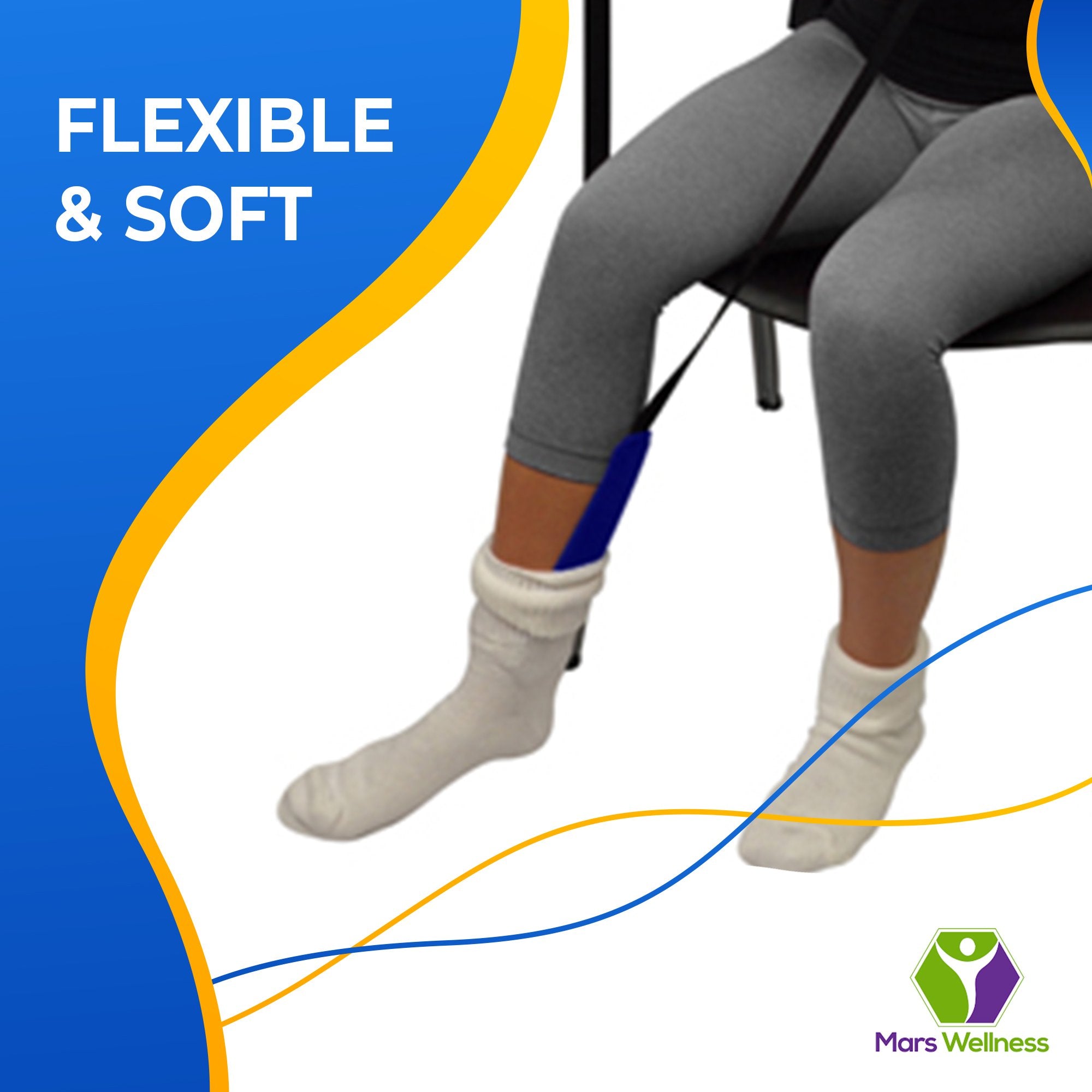 Mars Wellness Flexible Sock Aid - Sock Helper for Seniors, Surgery and Pregnancy, Easy to Use Comfortable Sock Put On Helper for All Sizes and All Sock Types