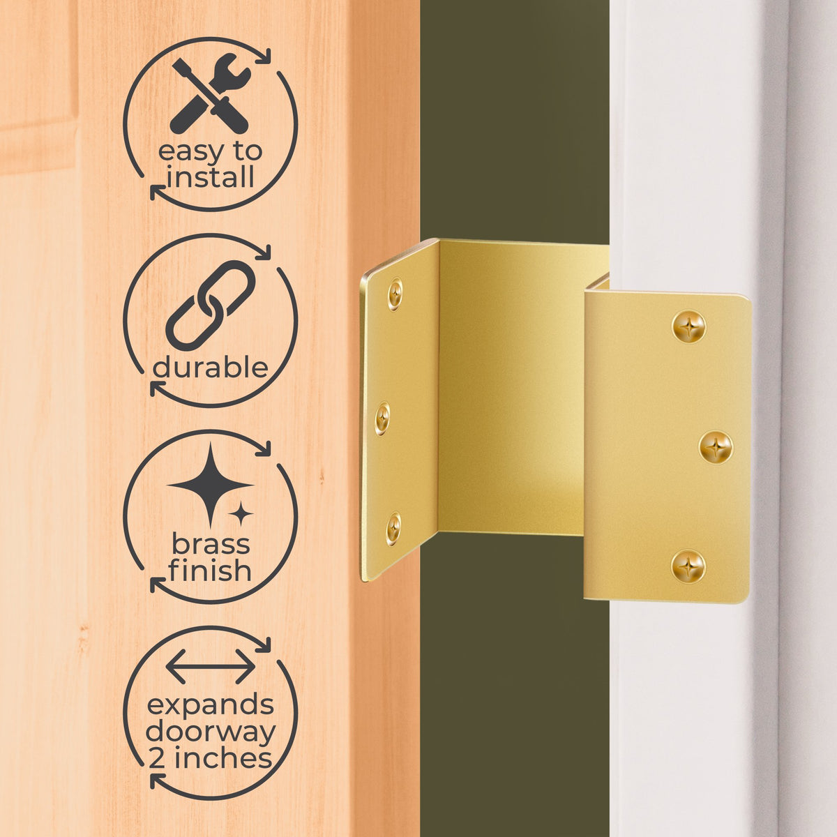 Handicap Brass Expandable Door Hinges - Offset Hinges for Doors