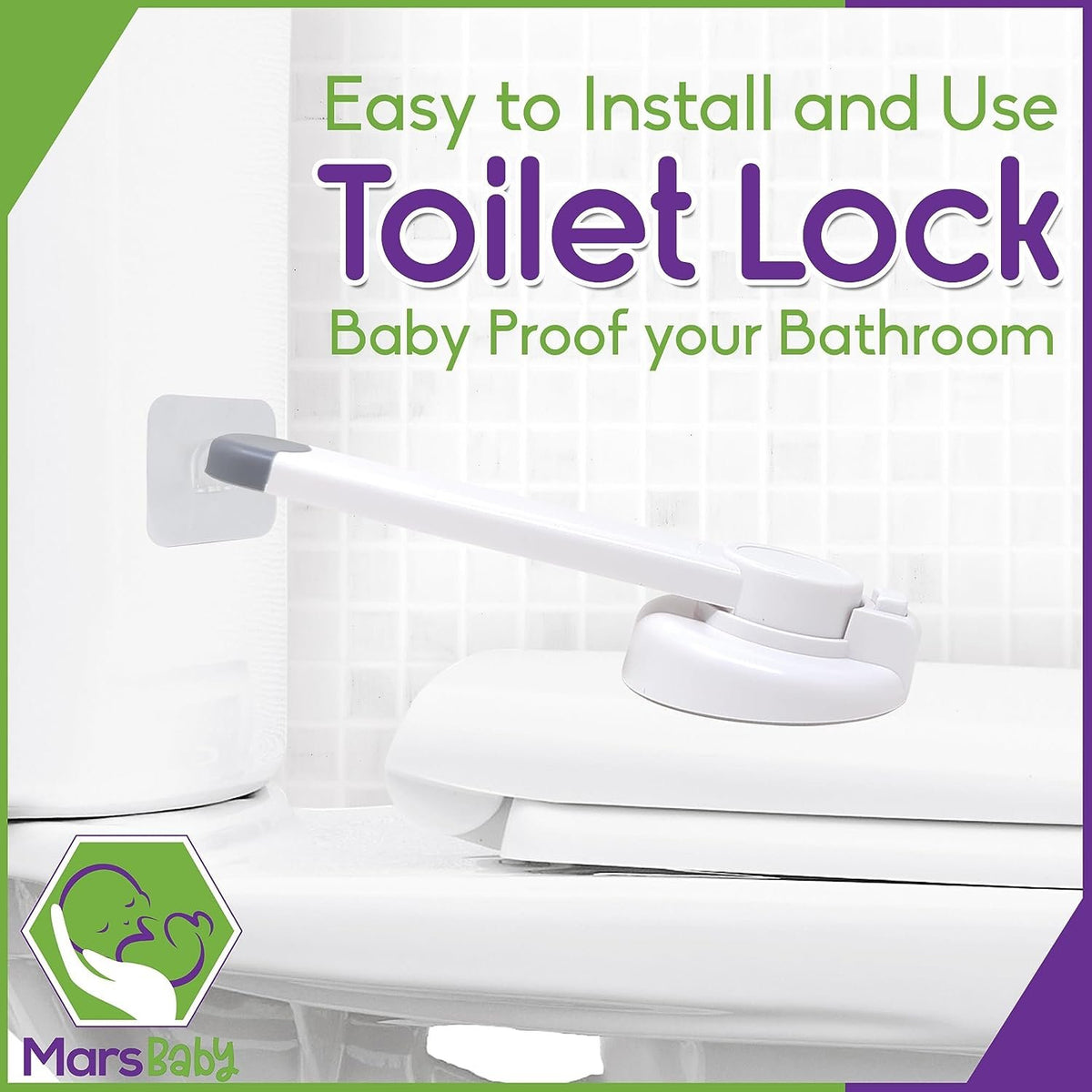 Mars Baby Child Safety Toilet Seat Lock - Easy to Install and Use Toilet Lock, Baby Proof Your Bathroom - Easy Install No Tools Needed - Fits Most Toilets