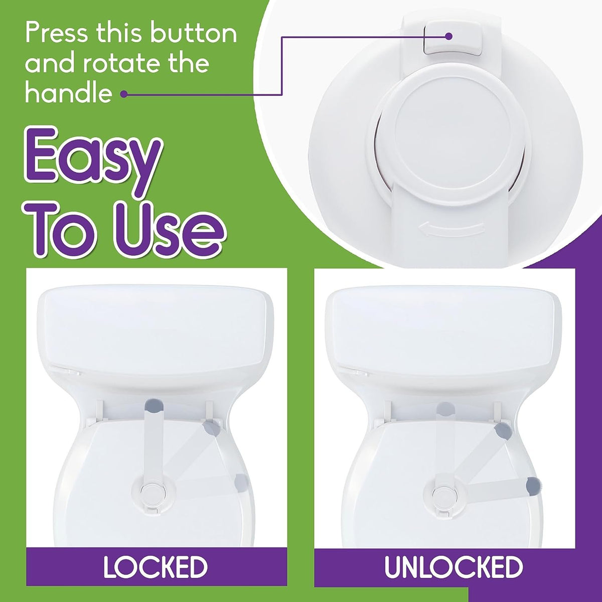 Mars Baby Child Safety Toilet Seat Lock - Easy to Install and Use Toilet Lock, Baby Proof Your Bathroom - Easy Install No Tools Needed - Fits Most Toilets