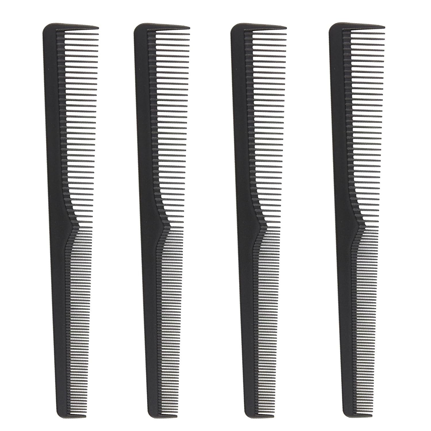 Premium Carbon Fiber Barber Combs - 4 Pack - Heat Resistant Barbers Comb, 7.3 Inch - Ideal for Home and Professional Use, Taper Comb Barber Fading Comb