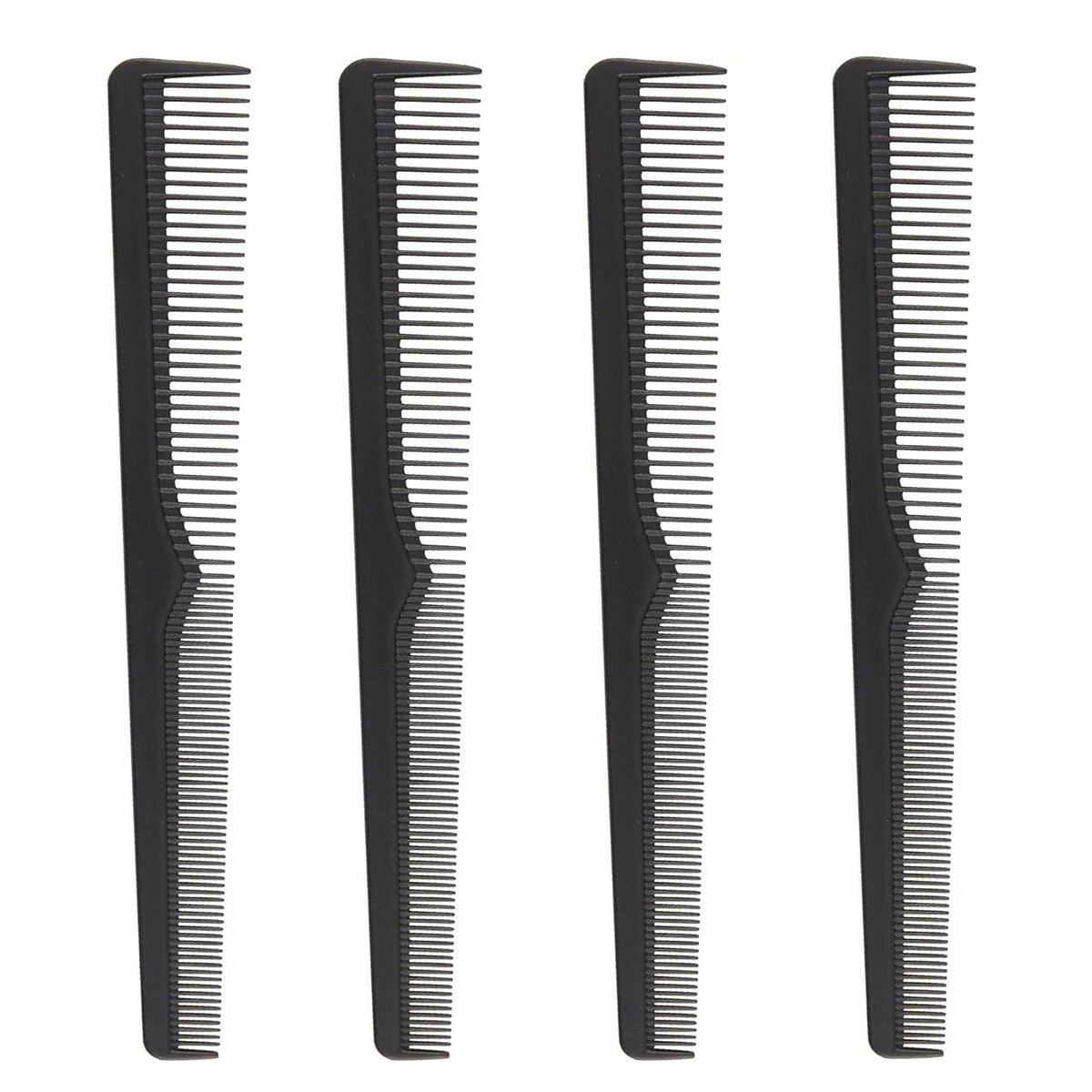 Premium Carbon Fiber Barber Combs - 4 Pack - Heat Resistant Barbers Comb, 7.3 Inch - Ideal for Home and Professional Use, Taper Comb Barber Fading Comb