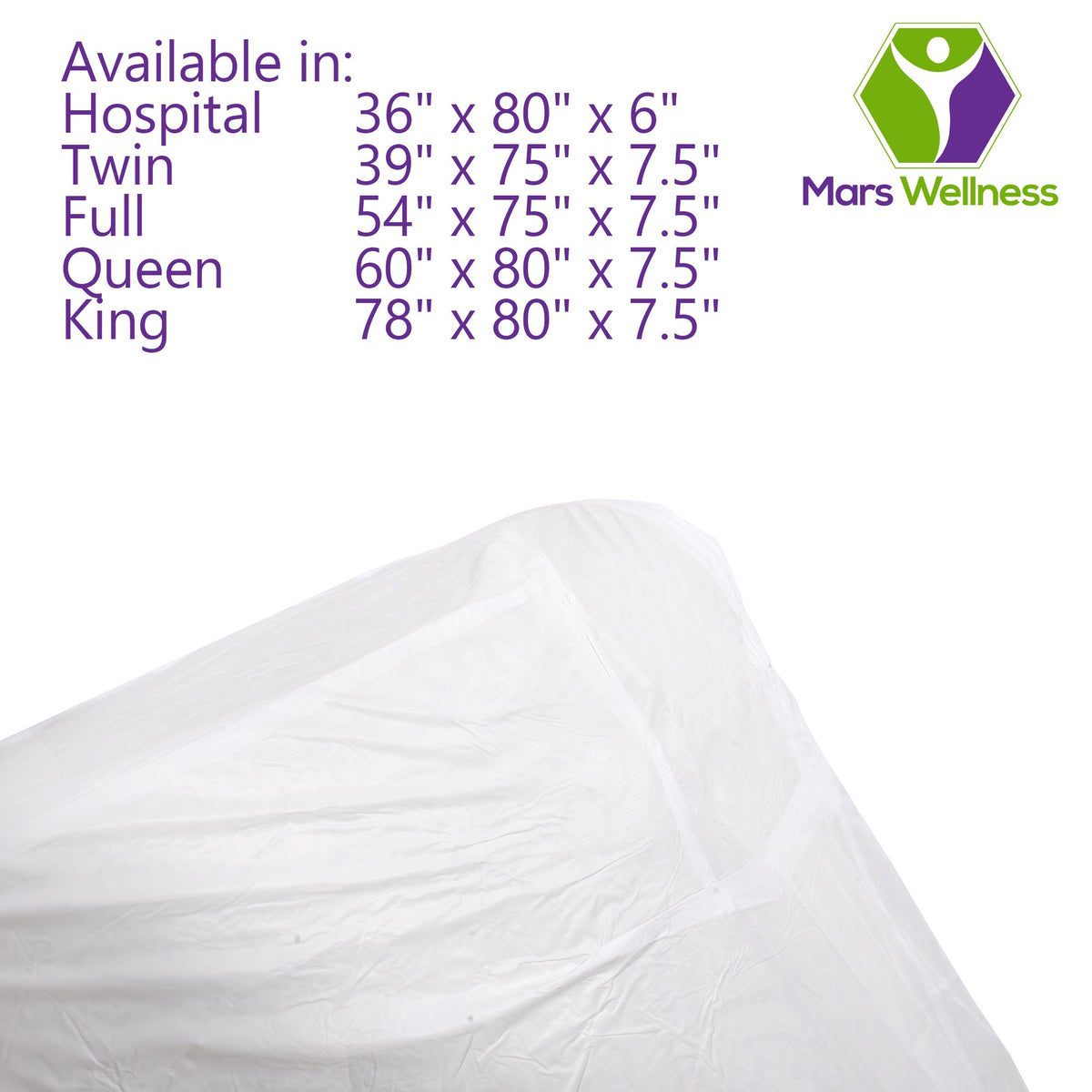 Mars Wellness Waterproof Vinyl Mattress Protector and Cover - White Mattress Cover Sheet