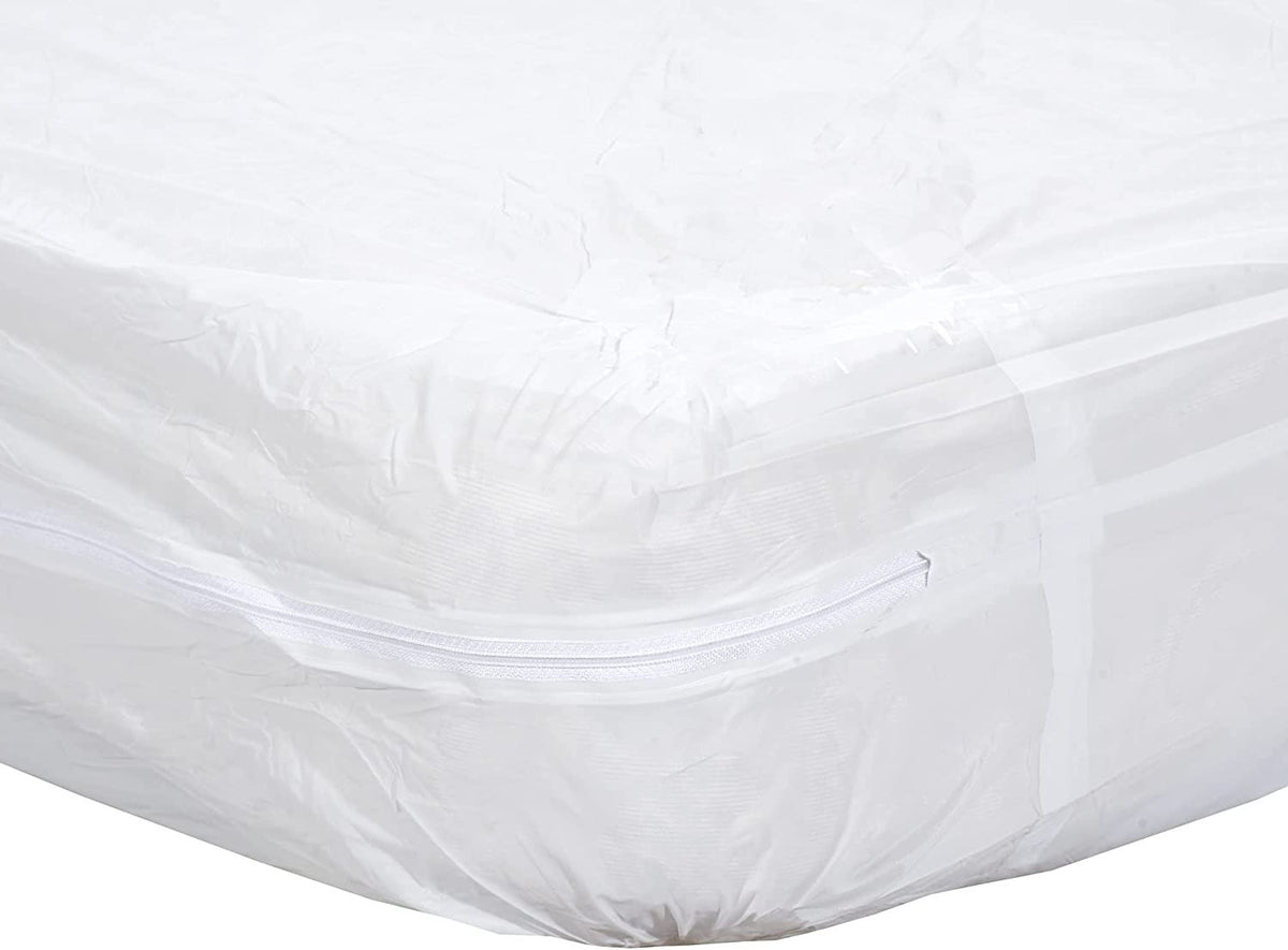 Mars Wellness Waterproof Vinyl Mattress Protector and Cover - Zippered White Mattress Cover Sheet Bed Bugs Mattress Cover