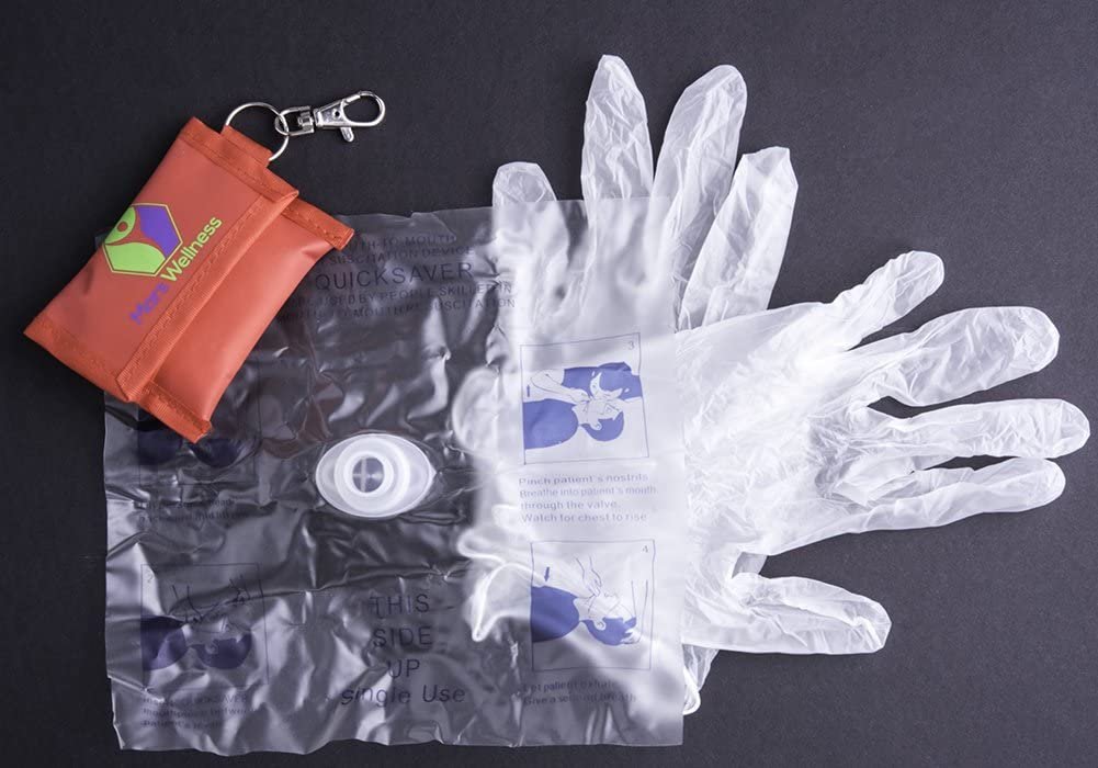 MARS WELLNESS CPR Mask Key Chain Kit - One Way Valve and Face Shield Mask Kit with Gloves (Pack of 3)