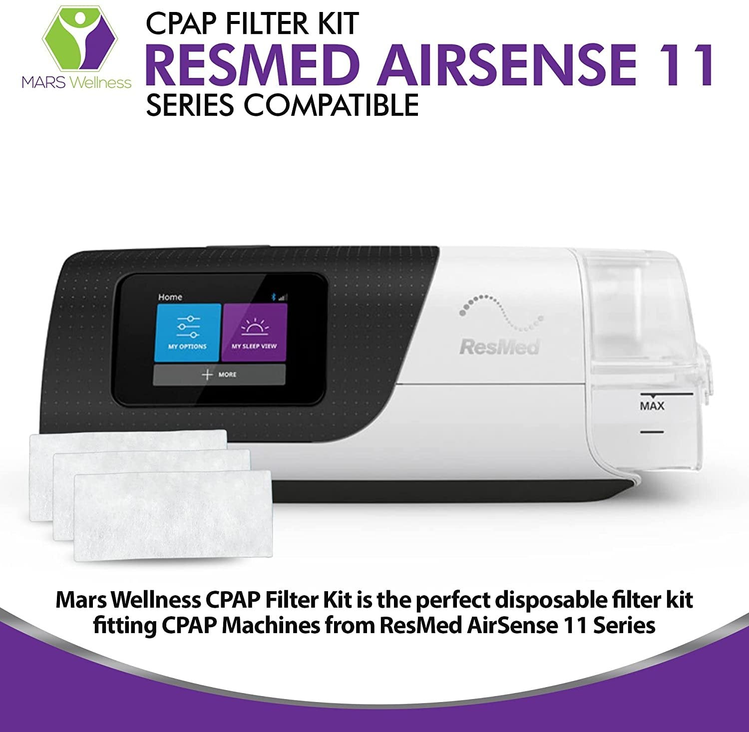 CPAP Filters for Airsense 11 from Resmed - USA Made Disposable Felt Pollen air CPAP Filter Supplies