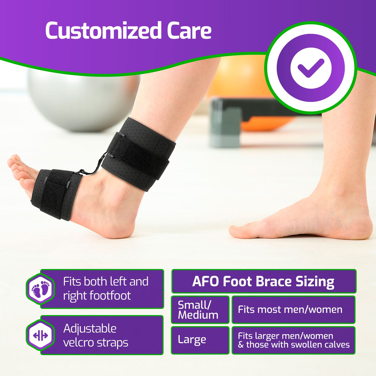 MARS WELLNESS Drop Foot Brace - AFO Splint for Foot Drop Relief and Support - Adjustable, Comfortable Foot Drop Brace Ankle Foot Orthosis