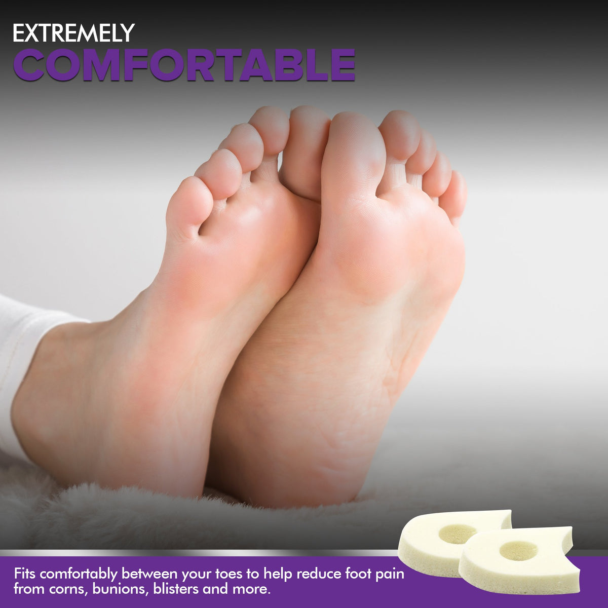 Premium Foam Toe Separators - Toe Spacers for Corn, Blisters, and Hammer Toe Relief - 1/4 Inch