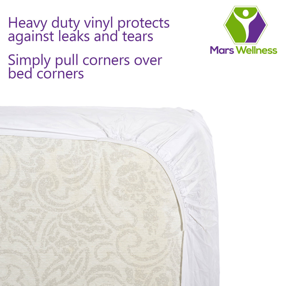 Mars Wellness Waterproof Vinyl Mattress Protector and Cover - White Mattress Cover Sheet