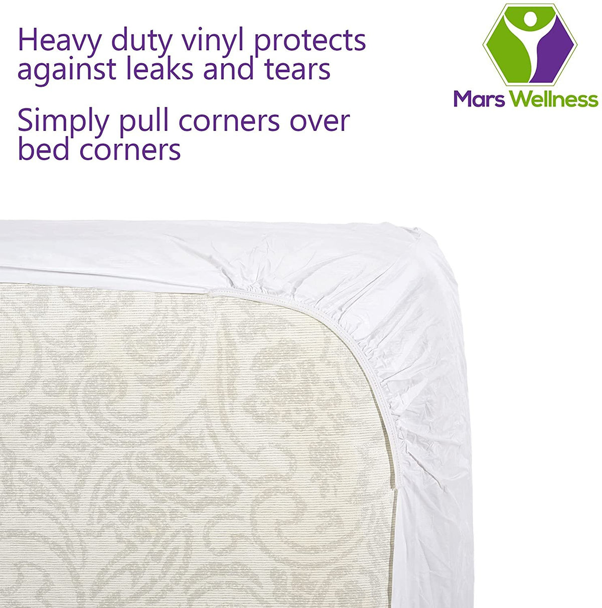 Mars Wellness Waterproof Vinyl Mattress Protector and Cover - White Mattress Cover Sheet