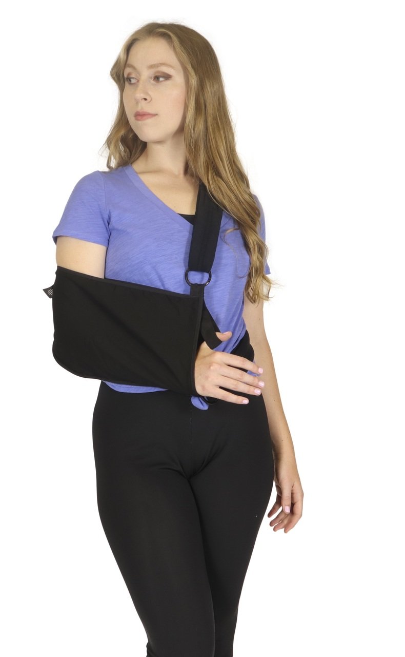 Universal Rotator Cuff Sling Shoulder Immobilizer - Ergonomic and Adjustable - with Waist Strap