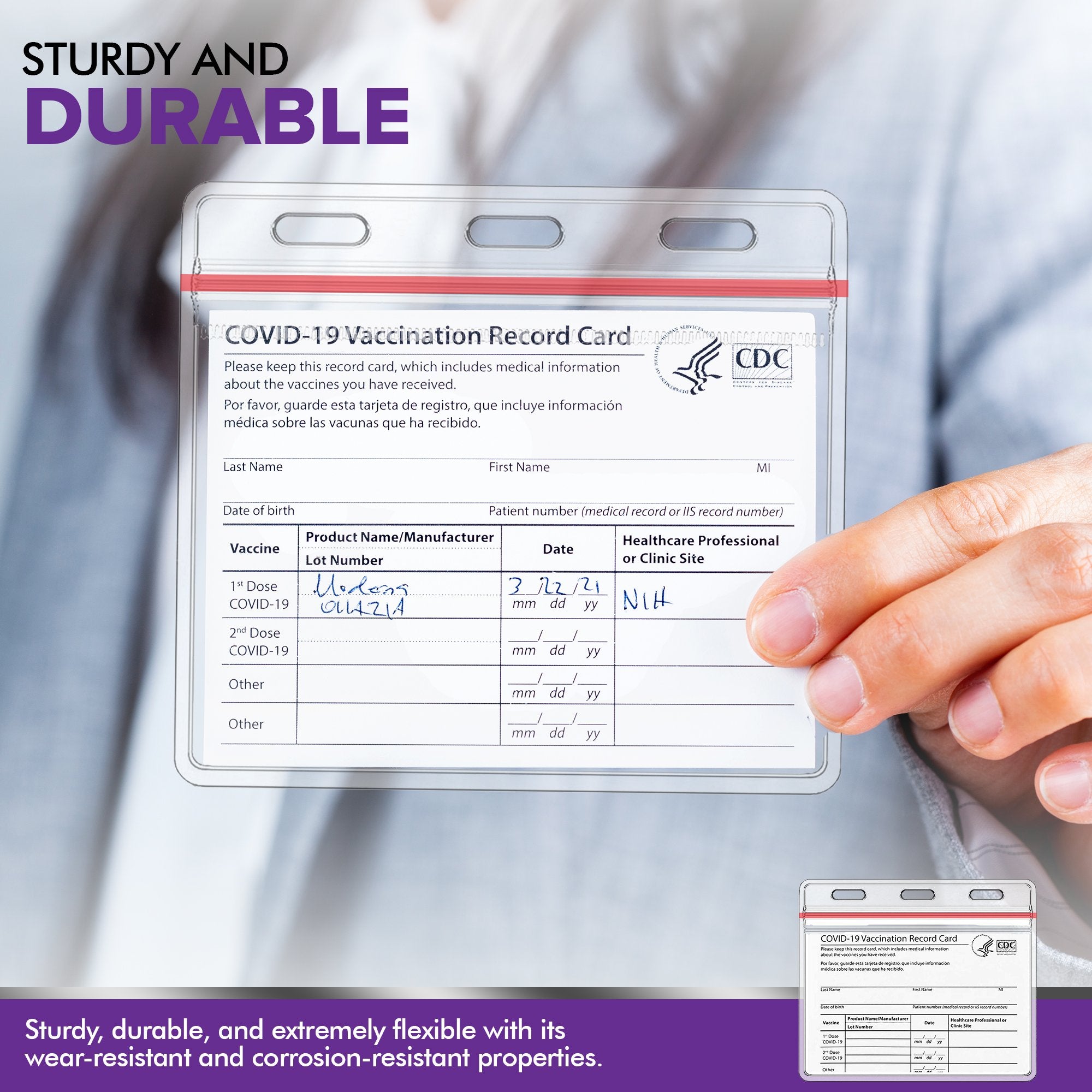 CDC Vaccination Card Protector, Immunization Record Vaccine Card Holder, 4 X 3 Inches Horizontal ID Card Name Tag Badge Holders, Clear Plastic Sleeve CDC Vaccination Card Protector, Immunization Record Vaccine Card Holder, 4 X 3 Inches Horizontal ID Card Name Tag Badge Holders, Clear Plastic Sleeve