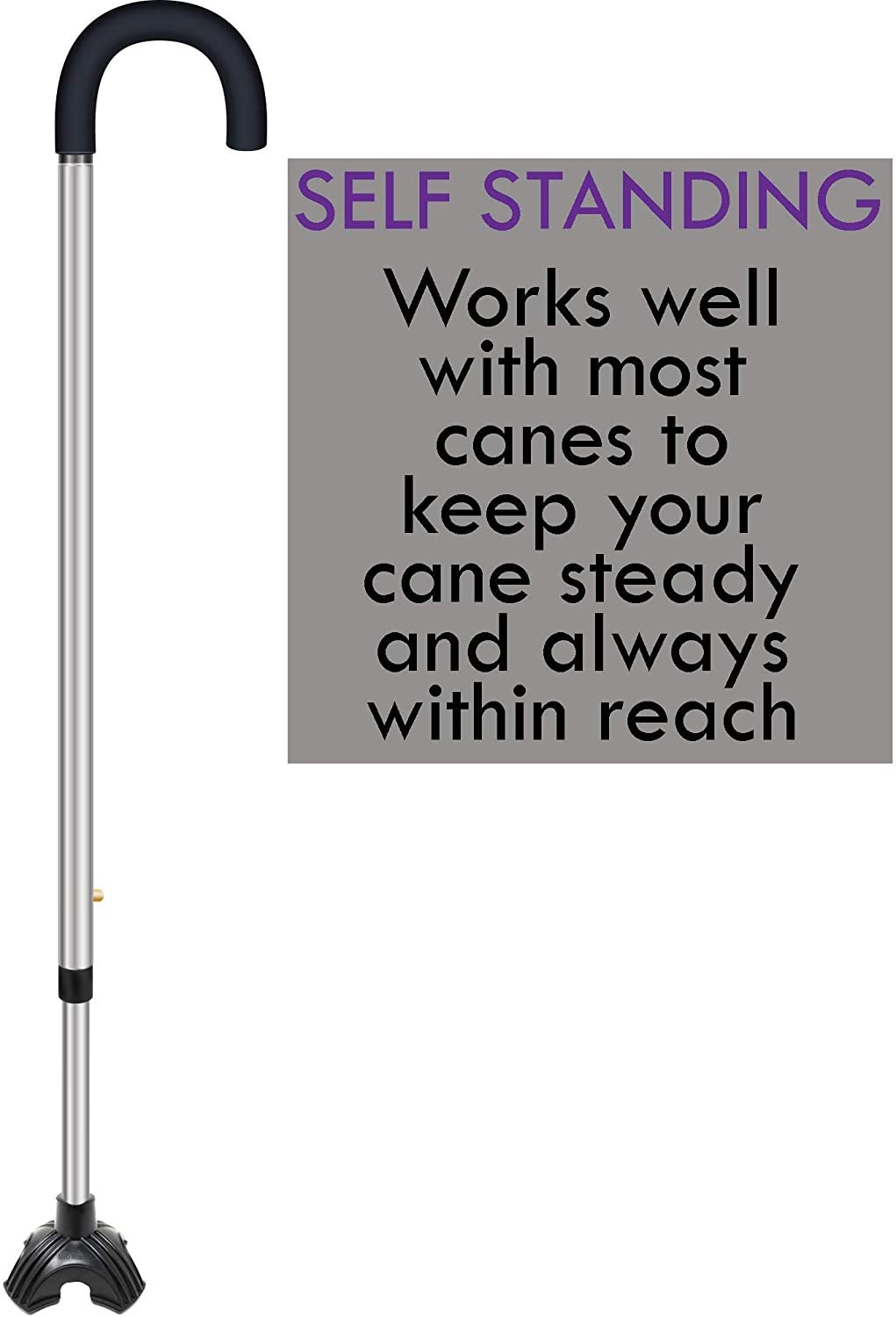 Standing Quad Cane Tip - Quadruple Tripod Replacement Walking Stick Standing Cane Tip for Walking Canes - Self Standing - Stabilize - Universal 4 Leg Attachment - by Mars Wellness