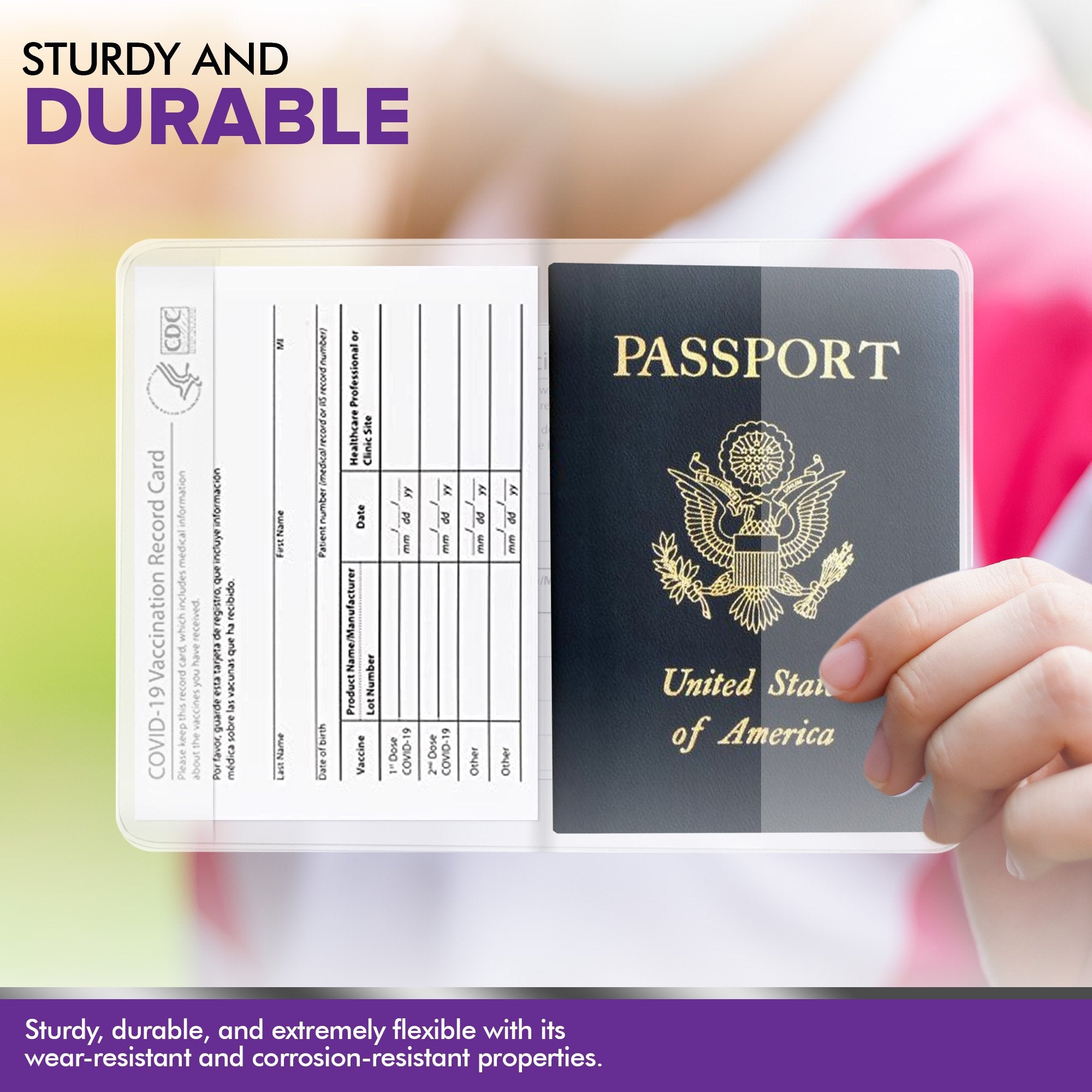 CDC Vaccination Card Protector Passport Holder Combo, Immunization Rec Mars Med Supply CDC Vaccination Card Protector Passport Holder Combo, Immunization Rec Mars Med Supply