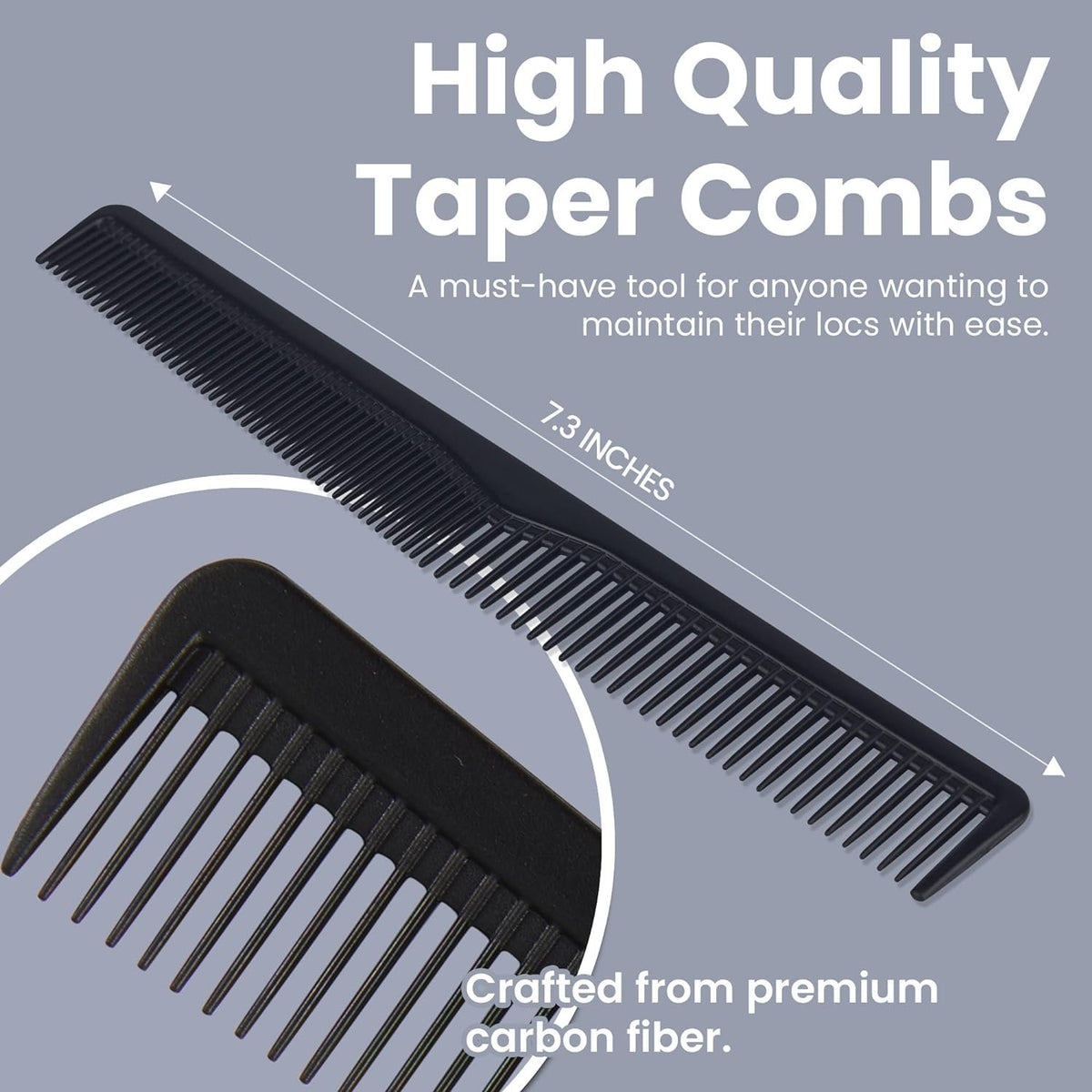 Premium Carbon Fiber Barber Combs - 4 Pack - Heat Resistant Barbers Comb, 7.3 Inch - Ideal for Home and Professional Use, Taper Comb Barber Fading Comb