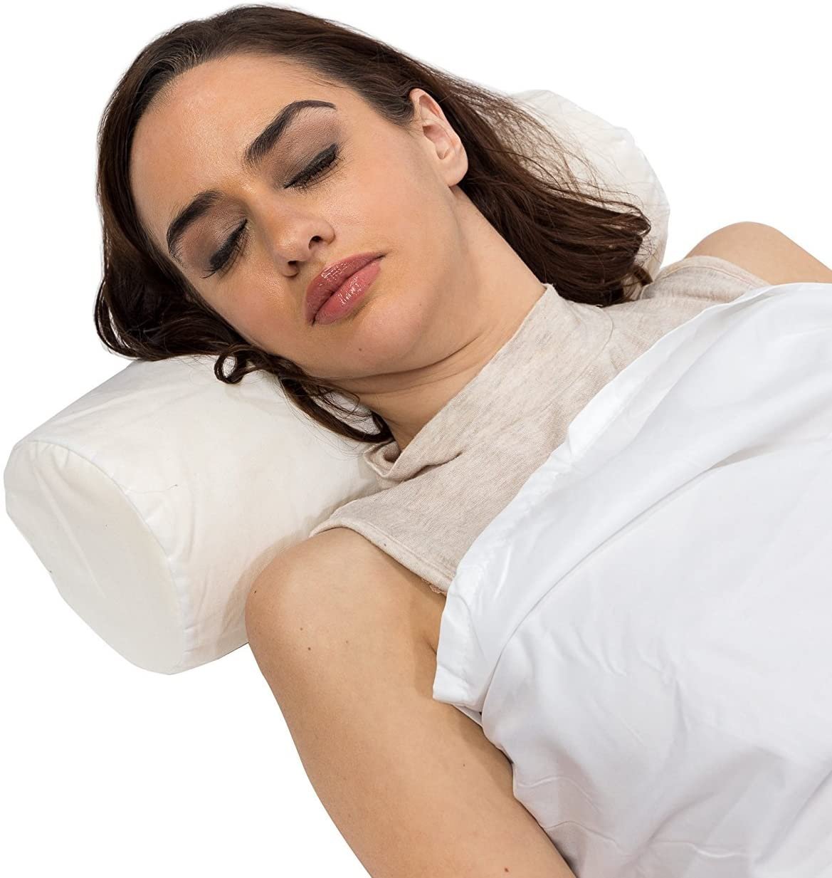 Premium Comfort Round Extra Firm Cervical Neck Pillow Roll - 5.5" x 14.5" - Pillow Case Included