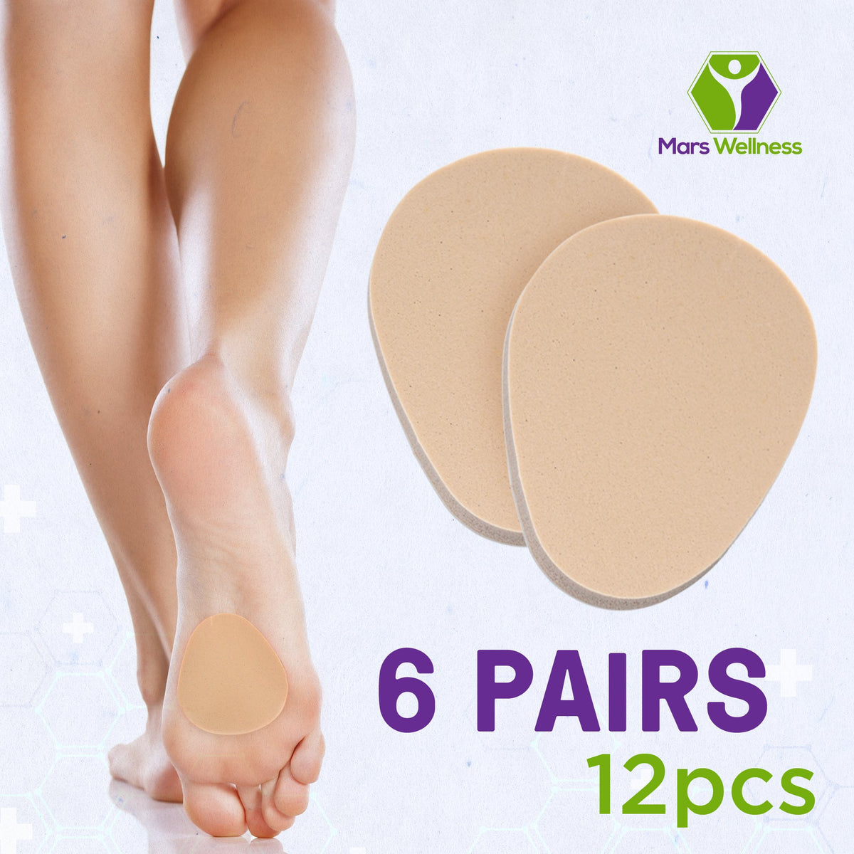 NEW Metatarsal Firm Tan Foam Foot Pad - 1/4" Thick - 6 Pairs