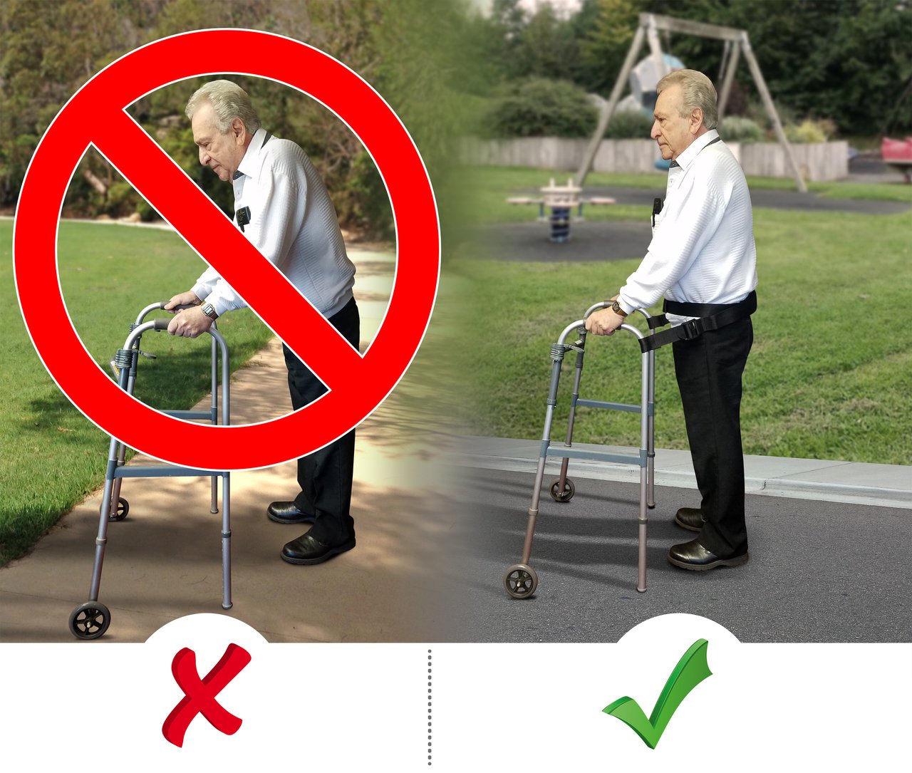 Posture Correcting Walker Gait Belt - Attach to Any Walker for Posture Support & Increased Mobility