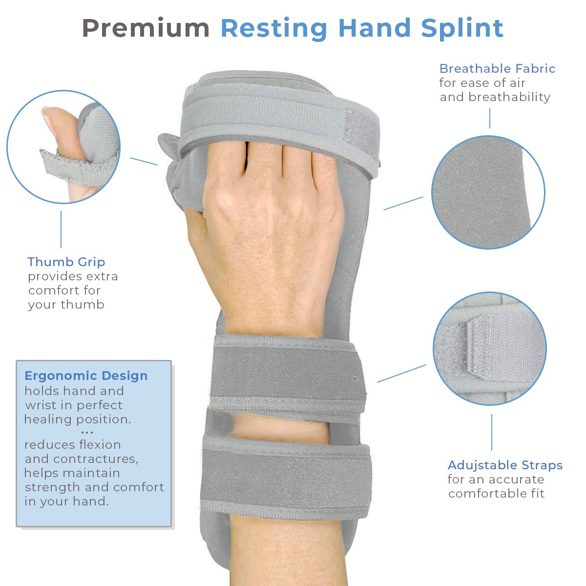 Mars Wellness Resting Hand Splint – Ergonomic Finger Splint Immobilizer – Finger and Wrist Brace for Arthritis, Tendonitis, Carpal Tunnel Pain – Resting Hand Splint for Sprains Fractures – Comfortable Brace for Hand Pain