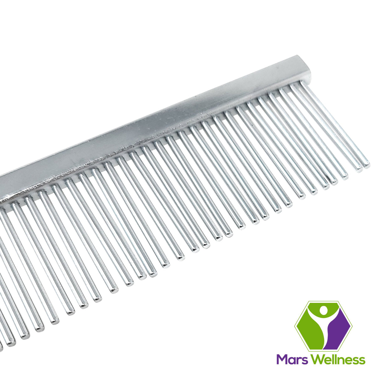 MARS WELLNESS Pet Comb 2 Pack Kit - Single Sided Stainless Steel Teeth and Double Sided Dog and Cat Comb