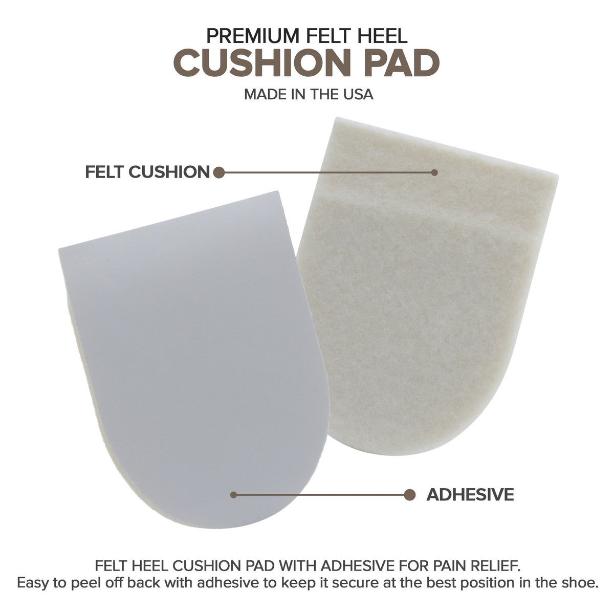 Felt Heel Cushion Pad 1/4" with Adhesive for Pain Relief