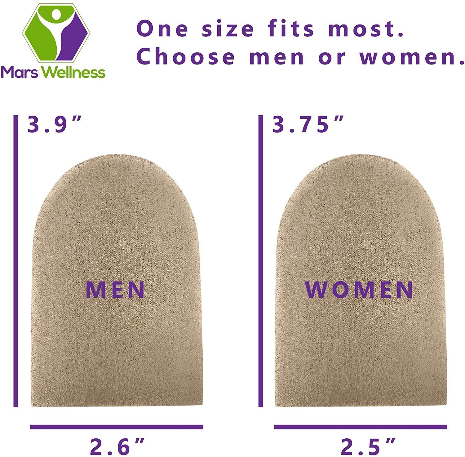 Mars Wellness Gel Heel Cushion Pad - Fabric Cover - Shock Absorbing - Achilles, Feet Arch, Heel Pain, Bone Spur