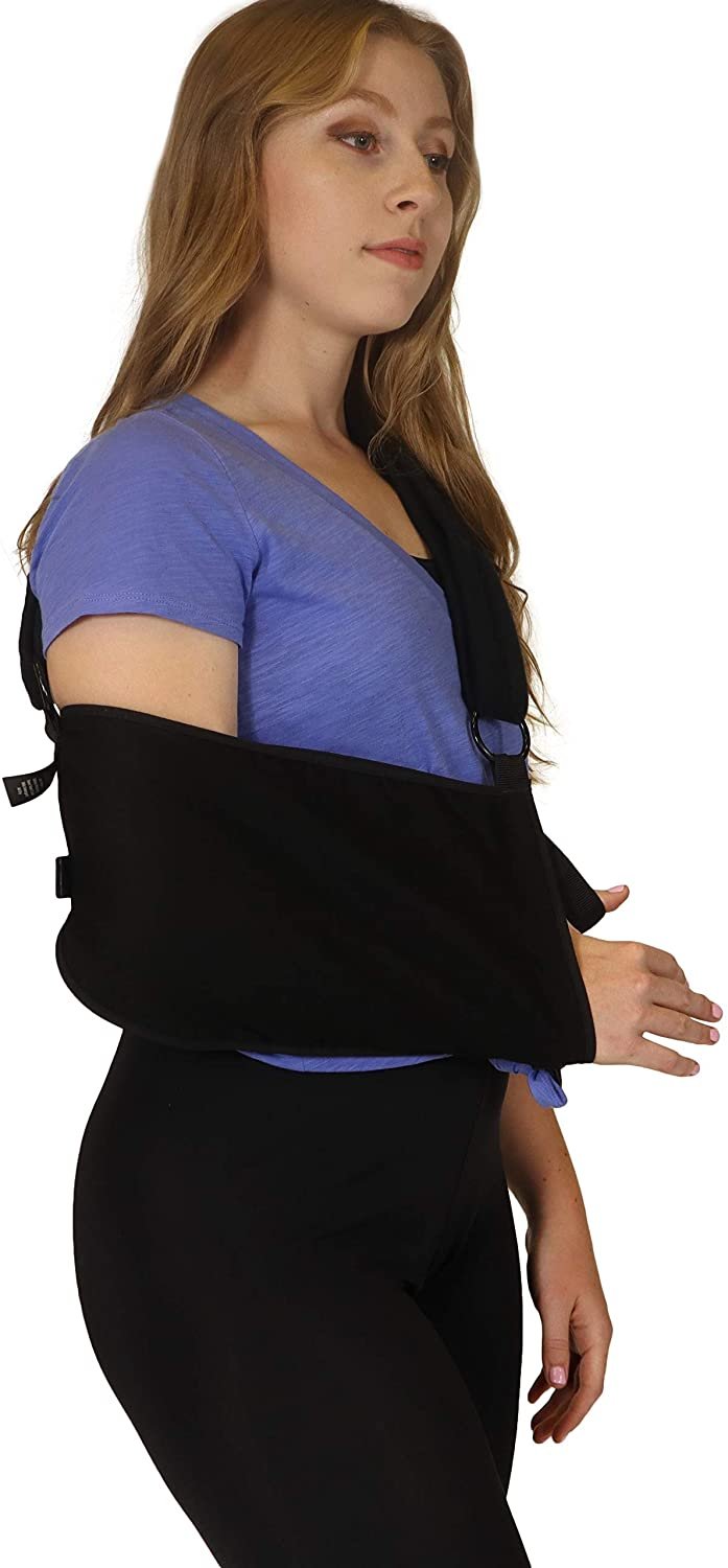 Universal Rotator Cuff Sling Shoulder Immobilizer - Ergonomic and Adjustable - with Waist Strap