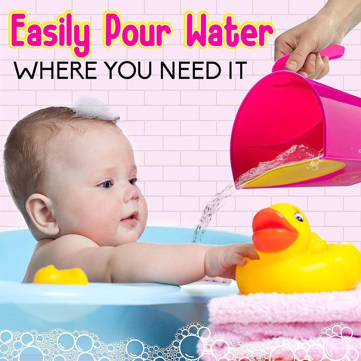 MARS BABY Shampoo Bathing Cup - Bath Spout for Head and Body Washing - Rinse Newborns and Infants Heads and Protect Eyes - No More Tears