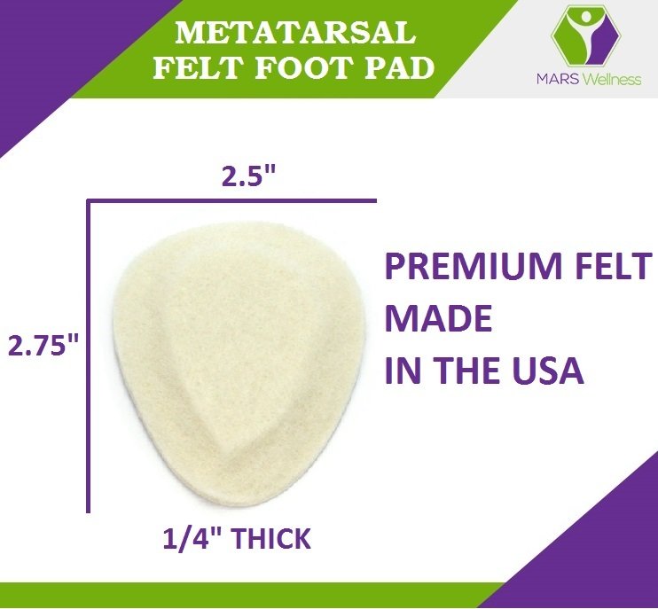 Metatarsal Felt Foot Pad Skived Cut - 1/8" Thick - 6 Pairs (12 Pieces)