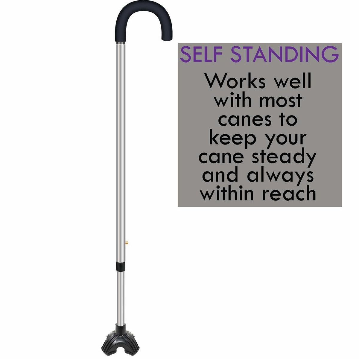 Standing Quad Cane Tip - Quadruple Tripod Replacement Walking Stick Standing Cane Tip for Walking Canes - Self Standing - Stabilize - Universal 4 Leg Attachment - by Mars Wellness