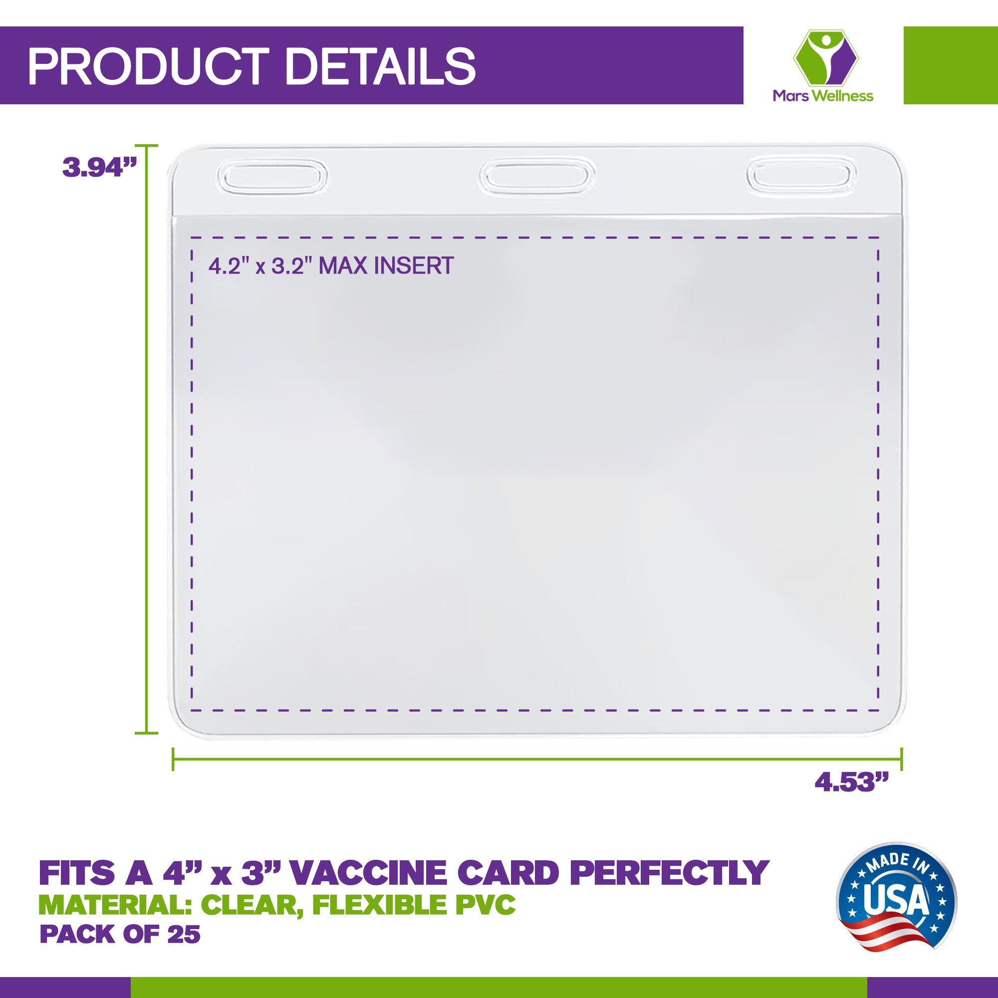 25 Pack Vaccine Card Holder, CDC Vaccination Card Protector, 4 X 3 Inches Immunization Vaccinate Record Cards Plastic Holder, Transparent ID Card Holders for Badge Record ID Name Tag, Made in USA