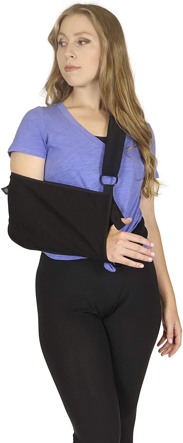 Universal Rotator Cuff Sling Shoulder Immobilizer - Ergonomic and Adjustable - with Waist Strap