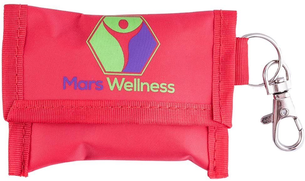 MARS WELLNESS CPR Mask Key Chain Kit - One Way Valve and Face Shield Mask Kit with Gloves (Pack of 3)