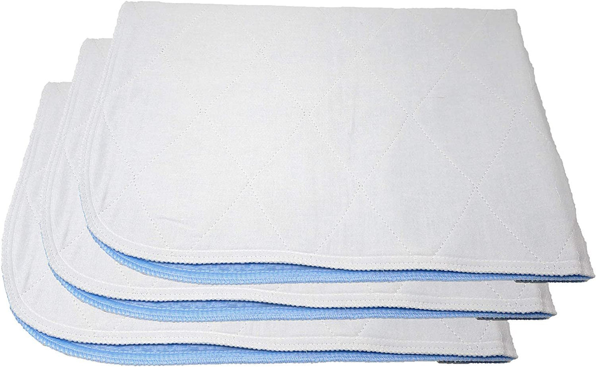 Premium Incontinence Washable Bed Pad - Heavy Duty Reusable Cotton Quilted Underpad - 3 Pack