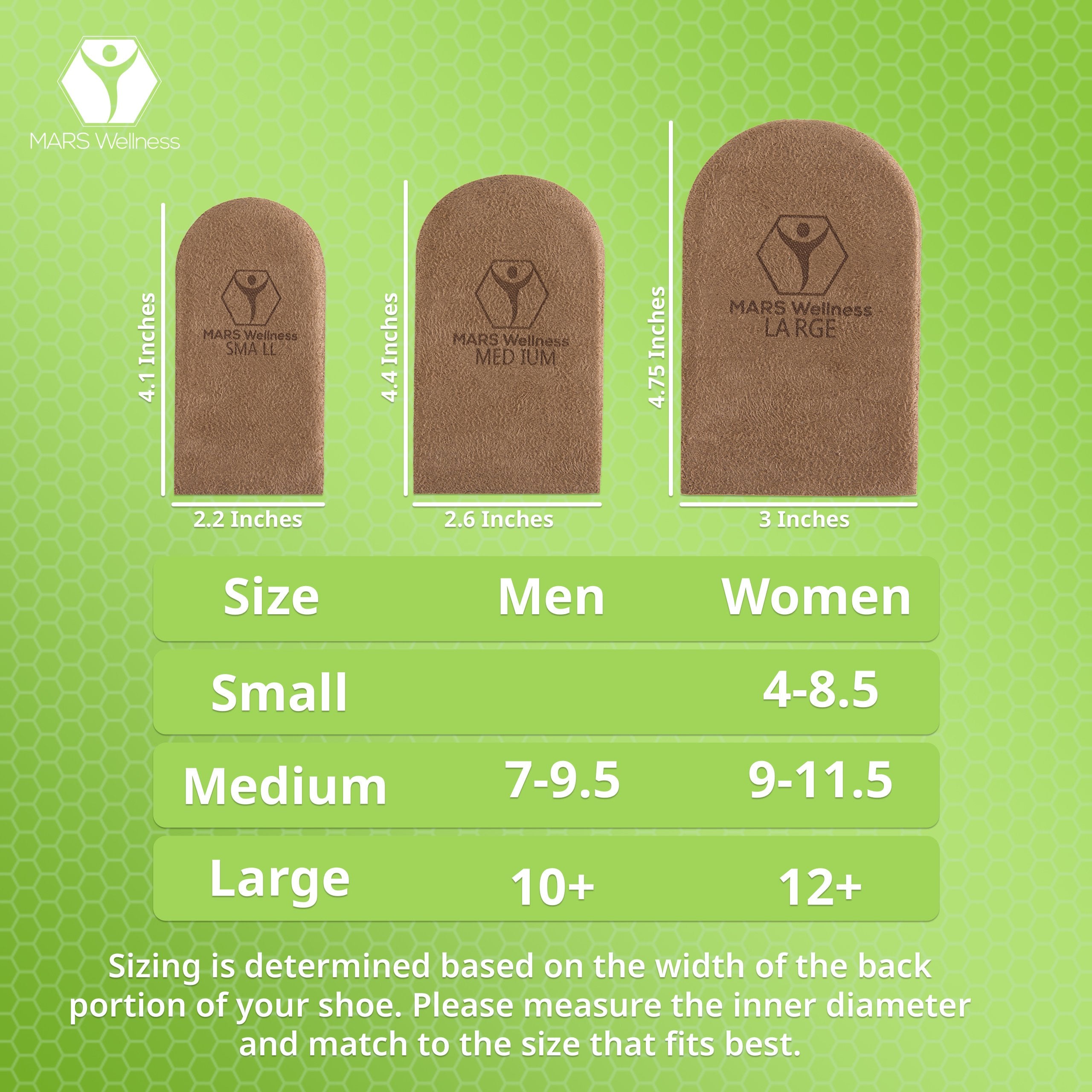 Mars Wellness Gel Heel Lift - 3 Layers, 1/8" per Layer, Adjustable Height - Soft Suede Top - 1 Pair