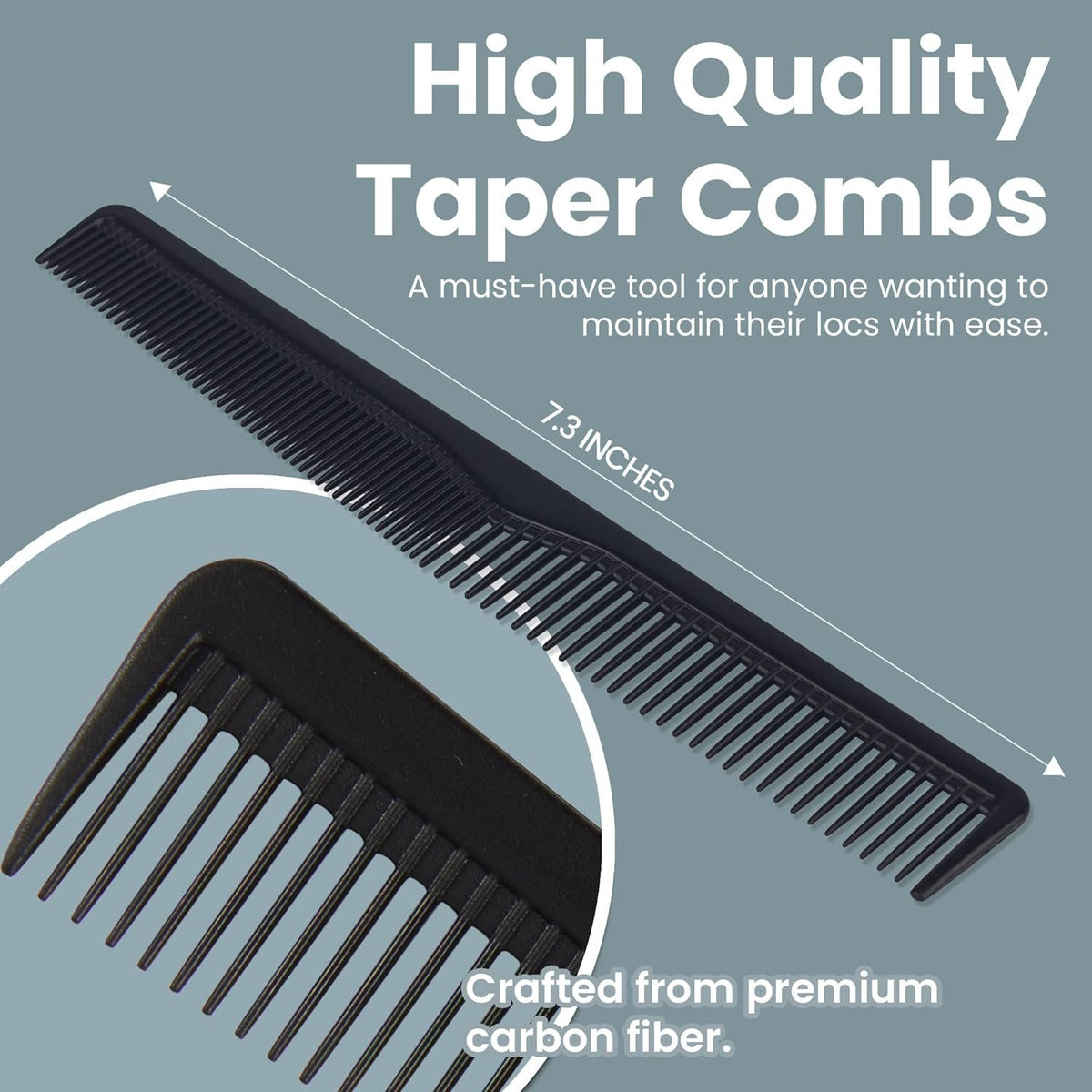 Premium Carbon Fiber Barber Combs - 4 Pack - Heat Resistant Barbers Comb, 7.3 Inch - Ideal for Home and Professional Use, Taper Comb Barber Fading Comb