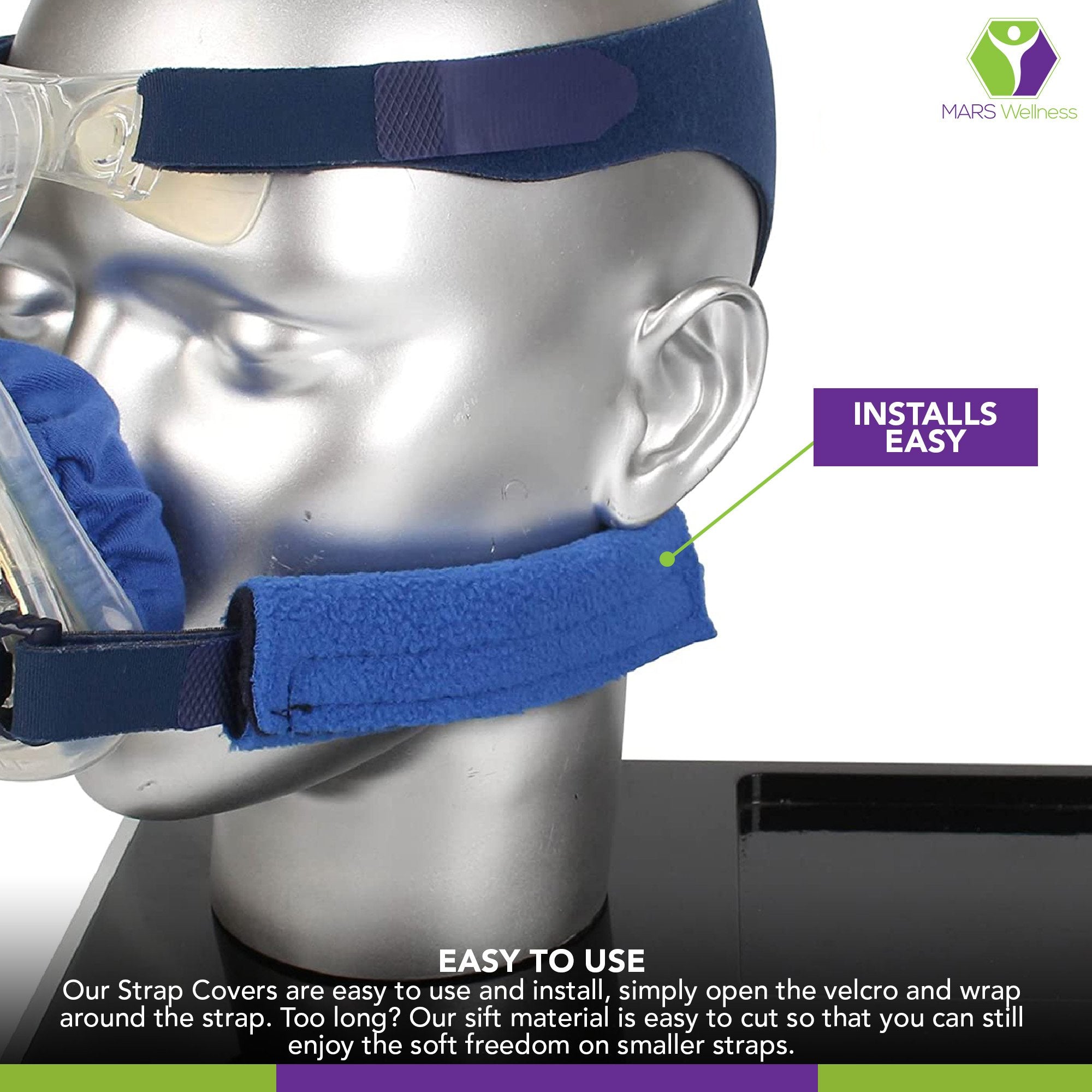 Mars Wellness CPAP Strap Covers - Comfort for Your CPAP Mask or Headgear - Universal Fit, Reusable, 4 Covers - Fleece Design