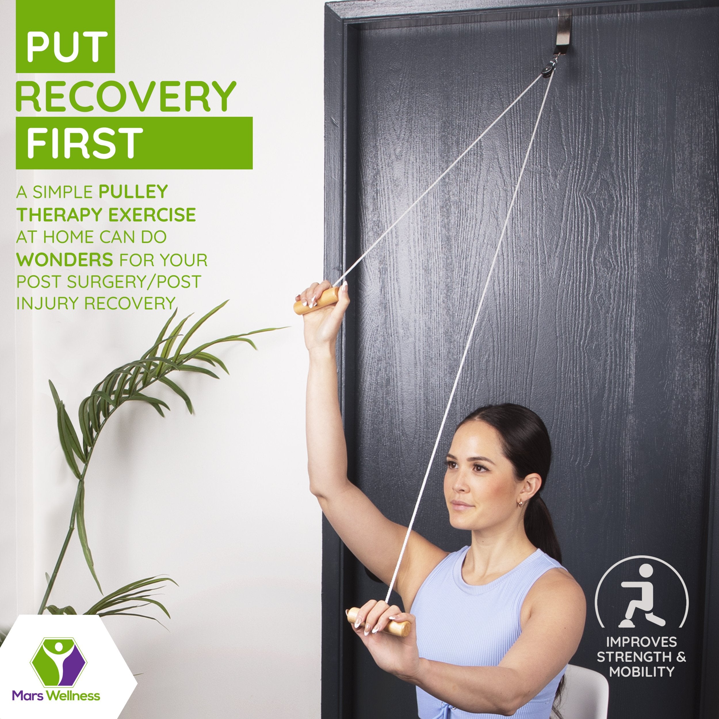 Premium Overhead Overdoor Wooden Handles Shoulder Therapy Exercise Pulley System